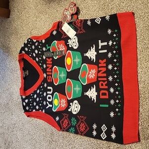 Ugly Christmas Sweater Vest Beer Pong Theme nwt L